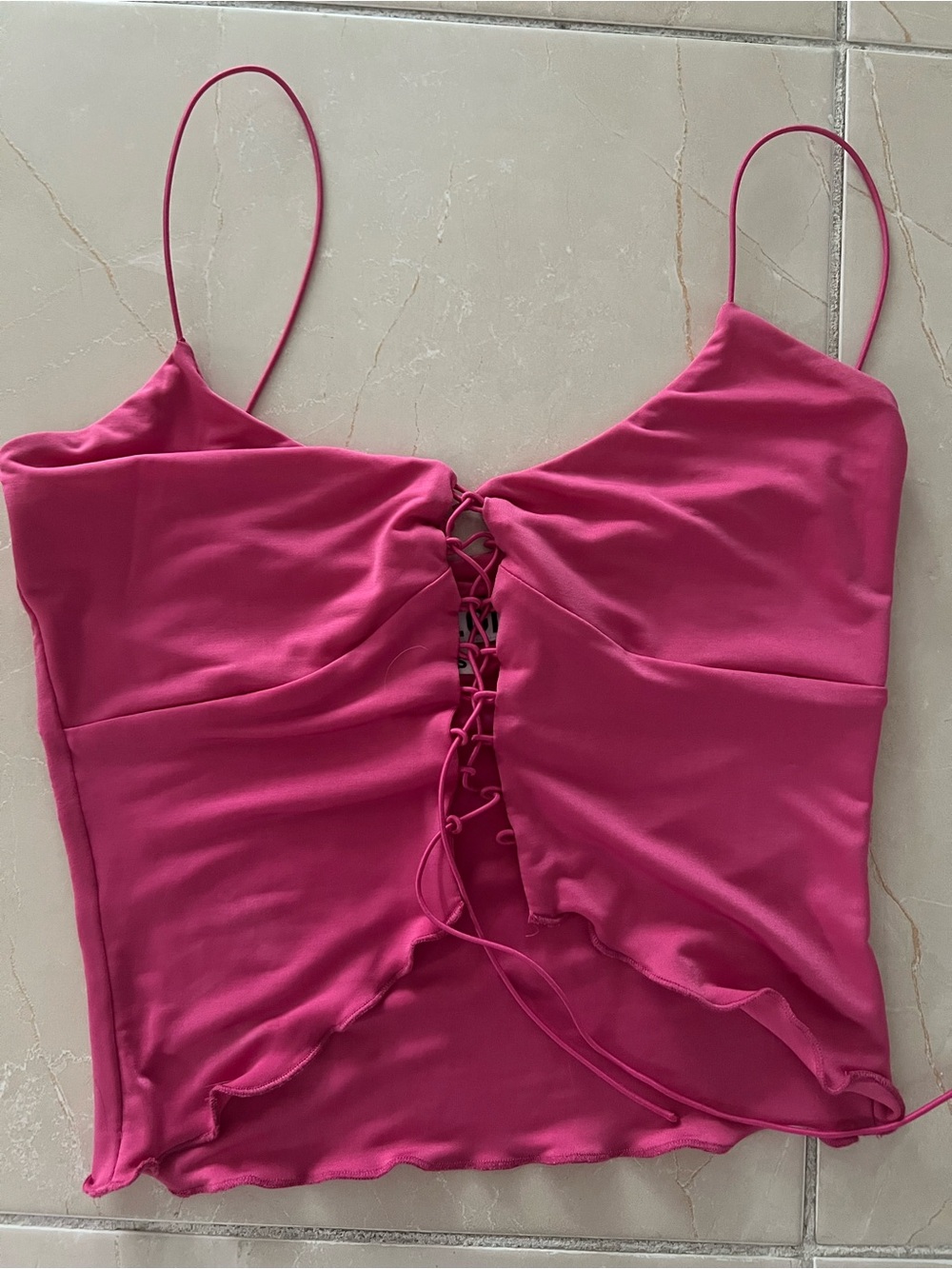 I.AM.GIA Hot Pink Lace-Up Cami
